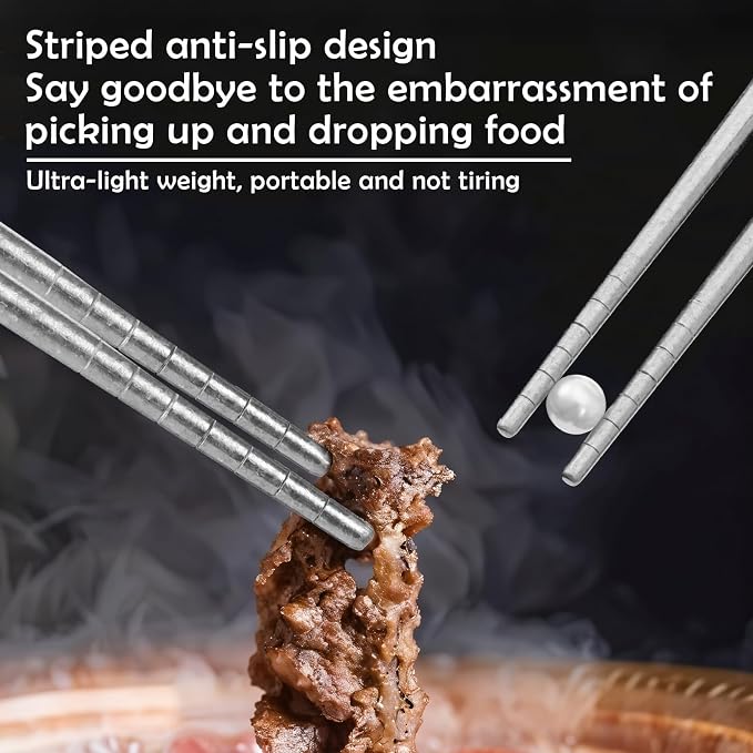 Titanium Chopsticks, 2 Pairs Metal Chopsticks Reusable Dishwasher Safe Japanese Korean Camping Chopstick 9 Inch Ultralight Pure Titanium for Home Travel Noodles and Sushi
