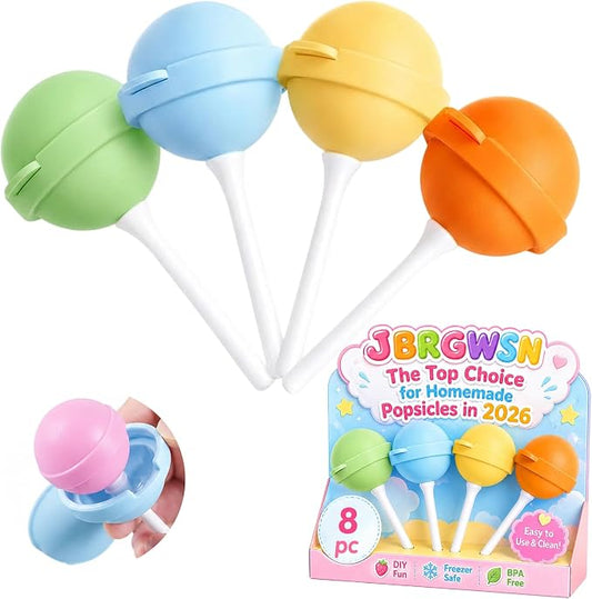 (8Pcs) Silicone Ice Pop Molds Lollipop Popsicle Maker Reusable BPA-Free Ice Cream Molds with Sticks DIY Homemade Frozen Treat Molds for Kids Summer Parties
