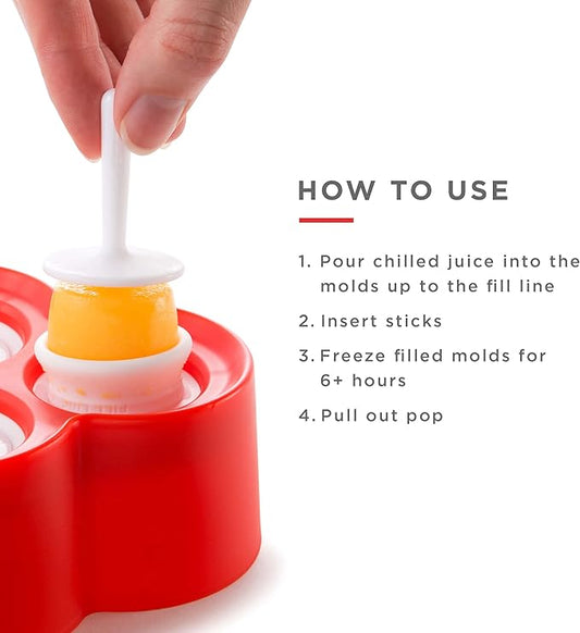 ZOKU - Mini Pop Molds, 9 Miniature Popsicle Molds With Sticks and Drip Guards, Easy-Release BPA-free Silicone