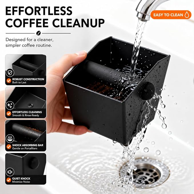2 Pack Espresso Knock Box, 4.6 Inch Coffee Grounds Bin, Non-Slip Base | 2 Pack Espresso Knock Box for Easy Coffee Grounds Cleanup at Home, Office, or Coffee Bar