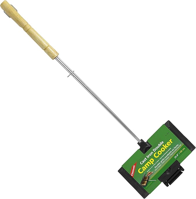 Coghlan's Cast Iron Double Camp Cooker - Pre-Seasoned Pie Iron Sandwich Maker with Removable Handles, Easy-to-Clean for Grilled Sandwiches, Toasted Pies, and Meats, For Campfire Cooking