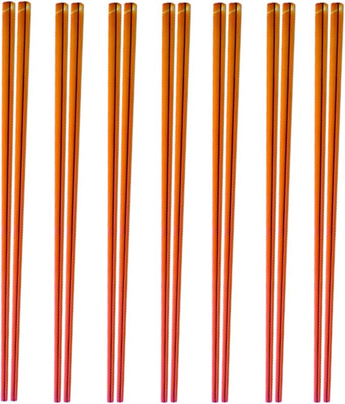 Stainless Steel Chopsticks,Reusable ,Dishwasher Safe , Easy to Use（7 PCS,Dazzling red）