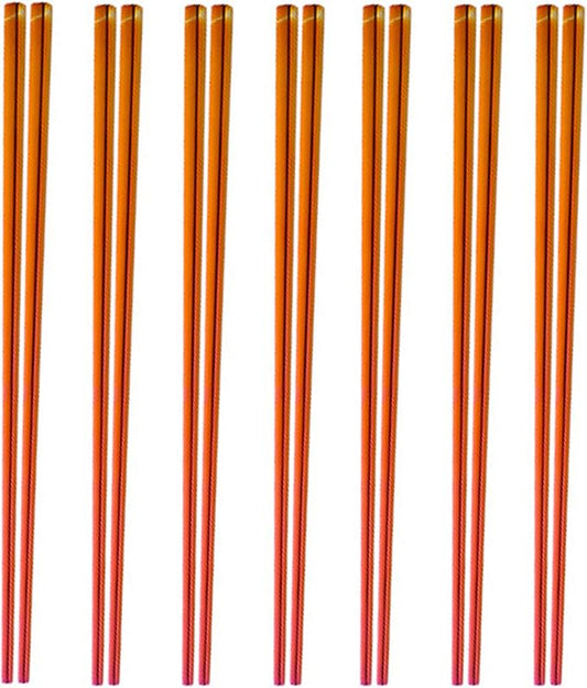 Stainless Steel Chopsticks,Reusable ,Dishwasher Safe , Easy to Use（7 PCS,Dazzling red）