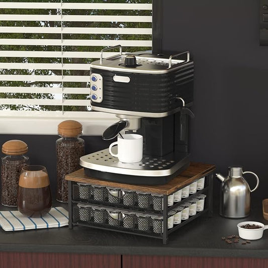 Coffee Pod Holder For Counter, Coffee Pod Drawer for K Cup Storage Drawer Holder, 72 Capacity Pods Storage Organizer Cups Capsule with Sliding Baskets for Coffee Station, Black