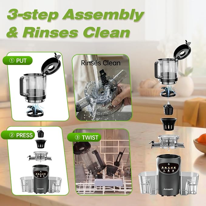 Juicer Machines with 6.5" Large Chute,4-in-1 Cold Press Juicer for Whole Vegetables Fruits,AC Motor,120oz Large Capacity, Makes Juice,Nut Milk & Sorbet,Premium Gray,Easy to Clean.(Advanced Space Gray)