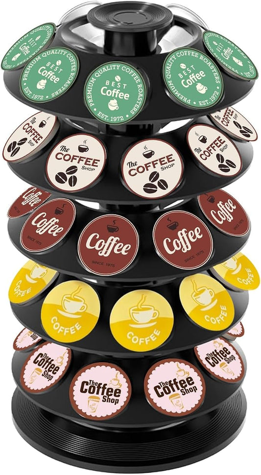 K Cup Holder, Coffee Pod Holder for Keurig Pods - 40 Capsule Spinning Organizer with 360° Turntable, Also Fits Nescafé Dolce Gusto Pods, Space Saving for Kitchen Counter & Office