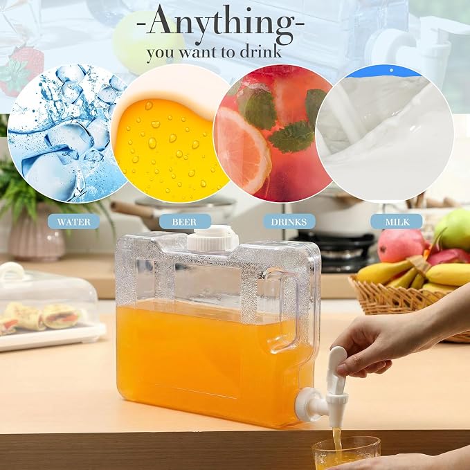 Funnymoom 6 Pcs Drink Water Dispenser for Fridge 0.8 Gallon Beverage Dispenser with Spigot Plastic Reusable Refrigerator Water Dispensers Waters Jug Container for Party Outdoors Camping Hiking Home