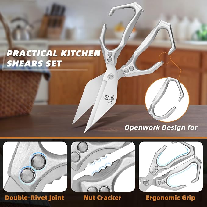 Kitchen Shears Set – Ultra Sharp Meat Scissors Dishwasher Safe | Heavy Duty Japanese Stainless Steel Kitchen Scissors, Cooking Scissor for Food