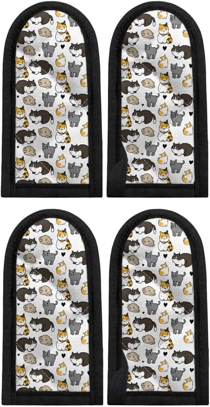 Coldinair Cast Iron Skillet Handle Covers Cute Cat Print Pan Pot Handle Covers for Women Men Heat Resistant Hot Handle Covers Sleeves for Kitchen, BBQ and Baking Cookware