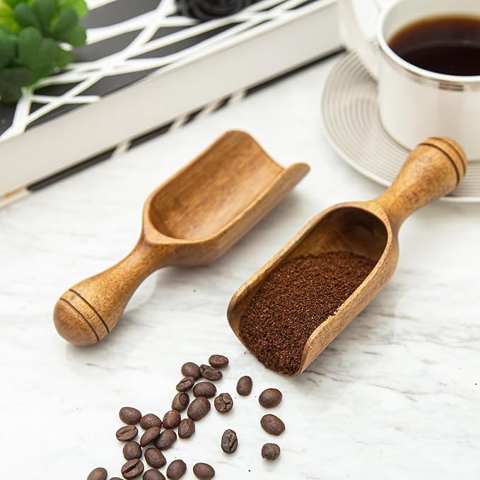Large Coffee Scoops Shovel,Large Ground Coffee Scoop 3PCS Big Wooden Scoops for Jars 5.9″ Acacia Measuring Spoons for Coffee, Kitchen Scoop for Tea,Coffee, Powder, Bath Salts,Laundry -Multifunctional