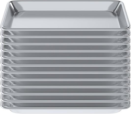 Pack of 12 | 10 in. x 13 in. Quarter Size Aluminum Bun. / Sheet Pan | Ideal for baking, roasting, cooling, prepping, or storing - a must-have in restaurants, bakeries, and busy kitchens.