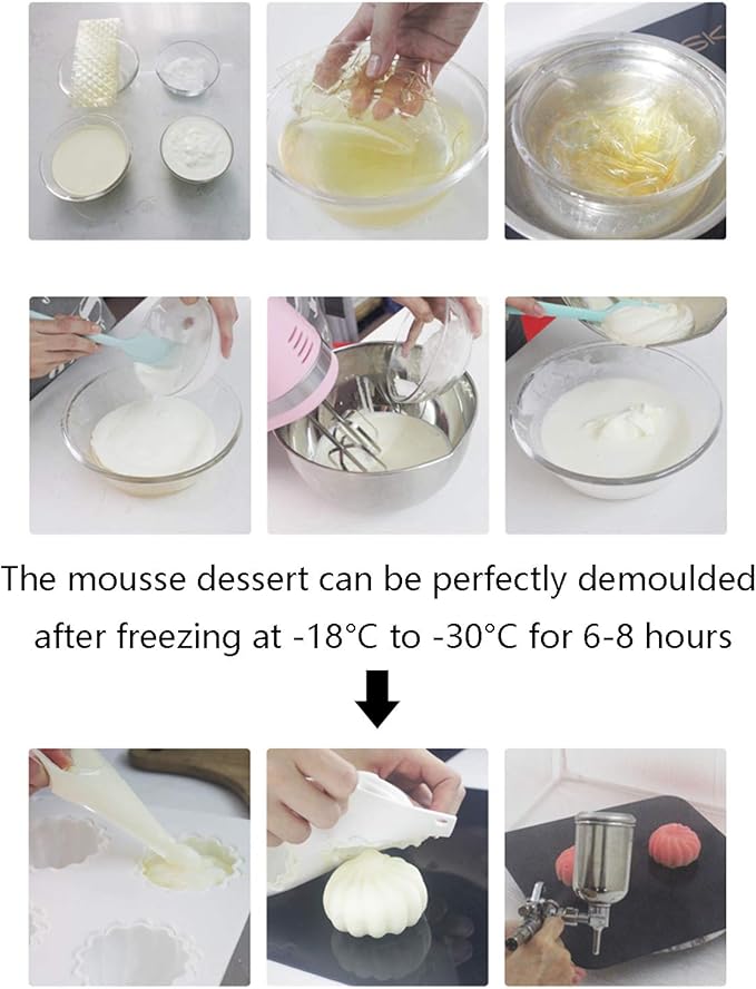 OCPO KITCHEN Cheese Silicone Baking Mold for Mousse Cake, CheeseCake, French Dessert, Pastry, Chocolate, Ice Cream, Pudding, Cake Decoration Mold, 3D Cheese Shape (8-Cavity)