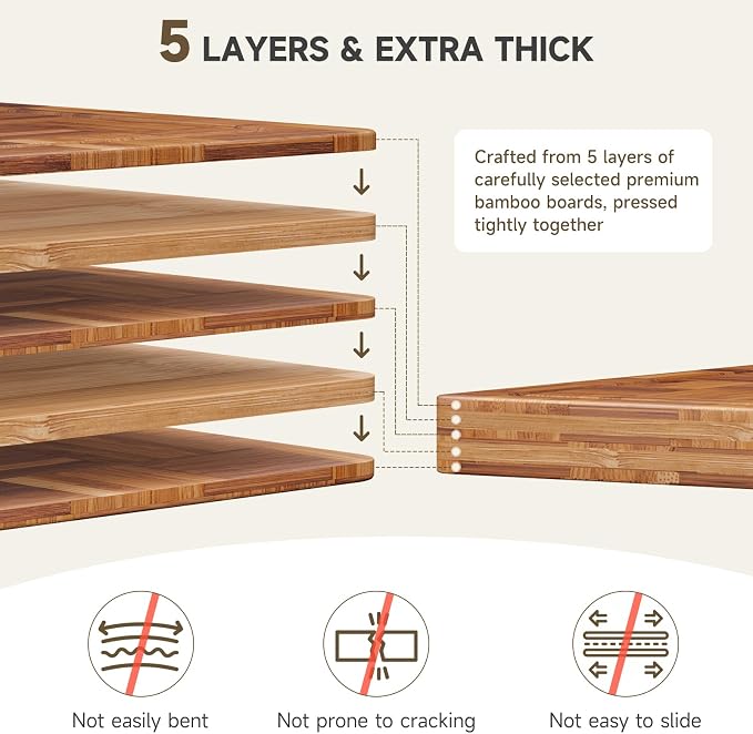 Large Cutting Board Set,Bamboo Wood Cutting Boards For Kitchen,3 Packs | Chopping Board With Juice Groove, For Butcher Block,Vegetables,Fruits And Cheese