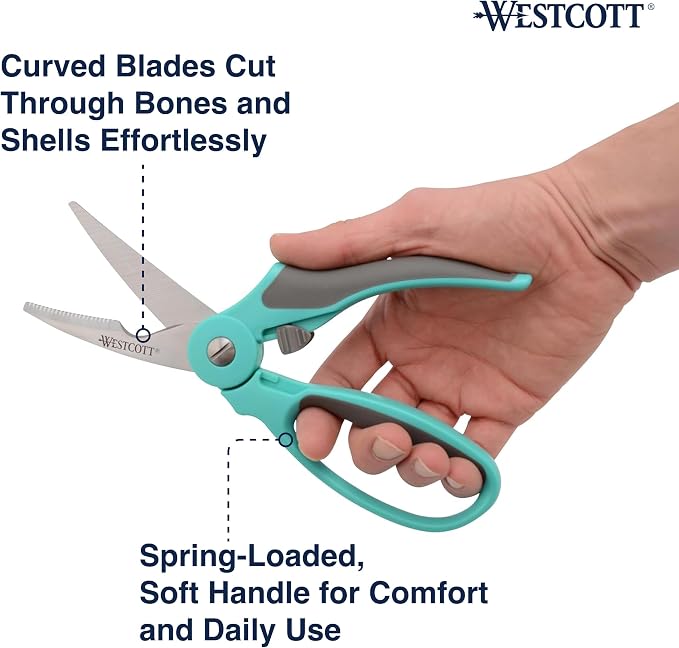 Westcott Titanium-Bonded Kitchen Shears 4pk, Durable and Versatile Scissors with Soft Handle for Precise Cutting, Ideal for Cooking