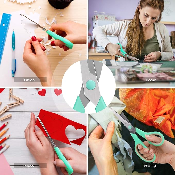 iBayam 8" Heavy Duty Scissors All Purpose for Office School Crafts Sewing | 3-Pack, 2.5mm Ultra Sharp Blades, 100,000+ Cuts, Comfort Grip Handles, Left & Right Handed – Teacher Desk & Classroom Must