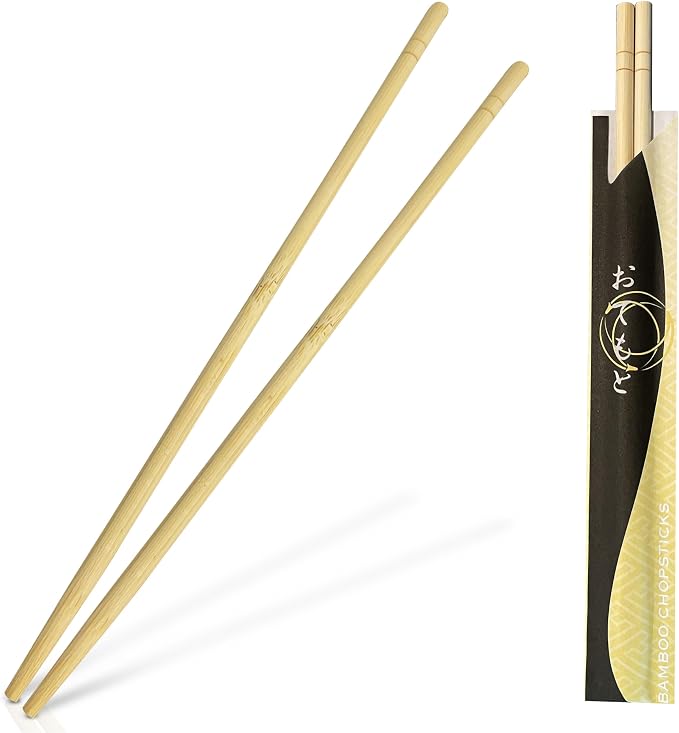 Albino Monkey [ 9.25" Long ] 200 Round Disposable Bamboo Chopsticks Bulk - Splinter-Free, Individually Wrapped, Hand-Packed Chop Sticks for Sushi, Noodles, Restaurants & Catering (100 Pairs)