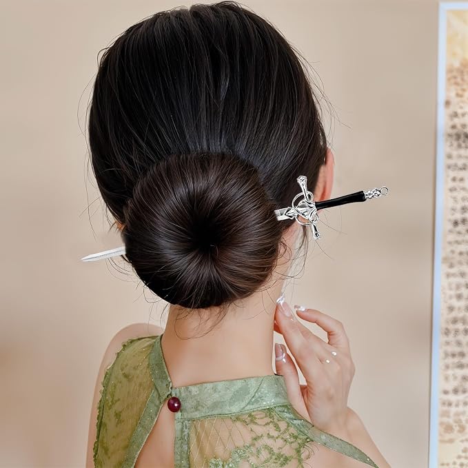 Qianyu 4 Pcs Ancient Style Sword Hair Chopsticks Chinese Style Hair Sticks for Bun Hair Long Hair Classic Vintage Ancient Sword Shape Hair Sticks Women Girl Decorative Accessories(Style 2)