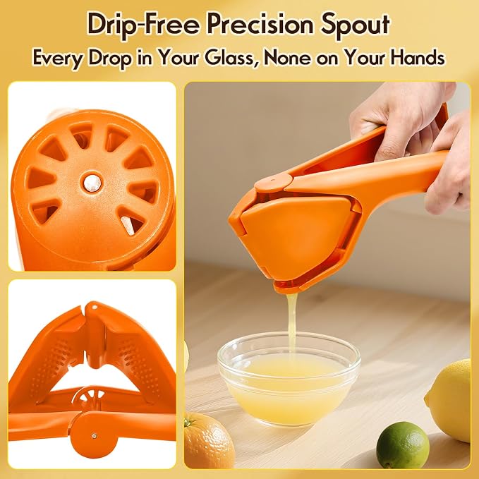 Manual Lemon Squeezer, Hand Lemon Squeezer, Durability and longevity, Easy to Use & Dishwasher Safe, Lemon Juicer, Citrus Juicer, Lemon Juicer Squeezer to Squeeze Lemons, Orange, HomeyVenture
