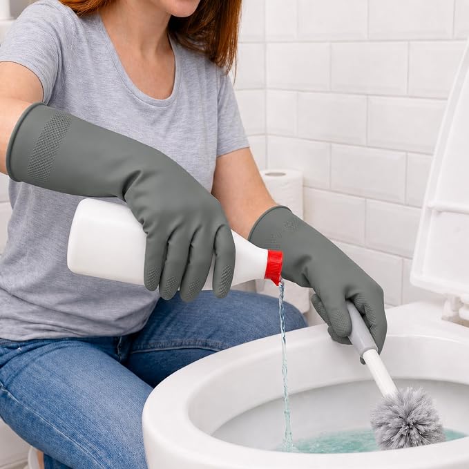 3 Pairs Dishwashing Gloves, Reusable Dish Gloves for Household Cleaning, Waterproof Rubber Dish Washing Glove