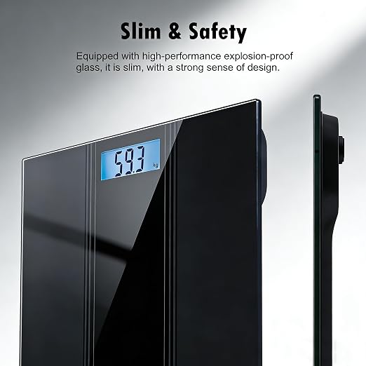 NUTRI FIT Scale for Body Weight Digital Bathroom Scale, Highly Accurate Electronic Weighing Machine for People, LCD Backlit Display, Large Size for Safe Home Use, Batteries Included, 400 lbs