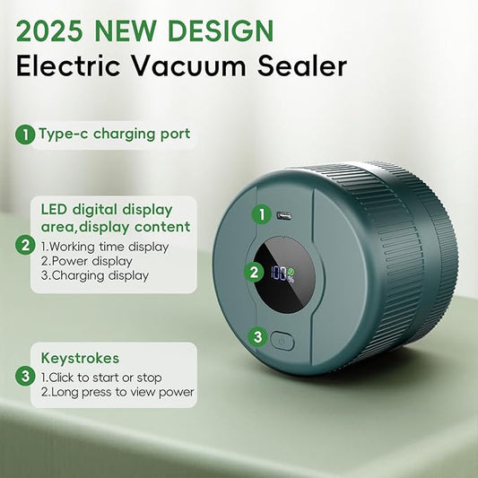 Mason Jar Vacuum Sealer Kit, Electric Sealer for Wide and Regular Mouth Mason Lids, Canning Vacuum Sealer Mason Jar, Automatic Vacuum Sealer Machine for Food Storage - Saxe Blue