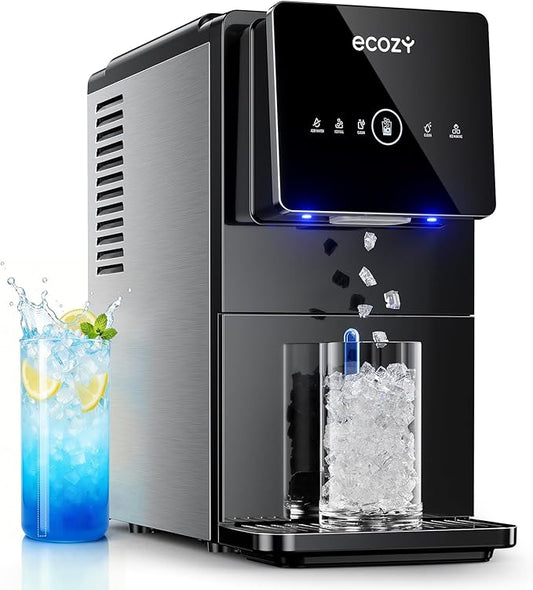 ecozy Nugget Ice Makers Dispenser 40 lbs Per Day Pebble Sonic Ice Machine Countertop, Touch-Free Ice, Self-Cleaning, Mistalo Drop Slim for Home Kitchen Office