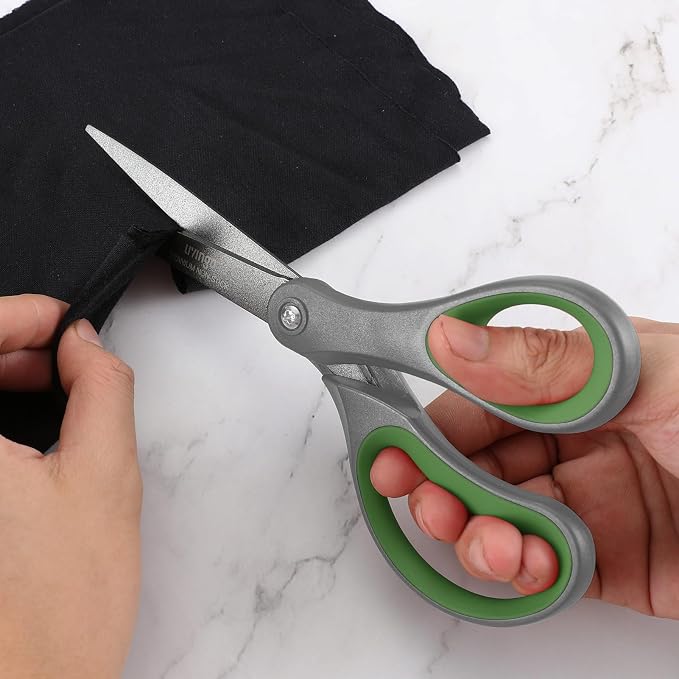 LIVINGO 8" Titanium Coated Scissors 2 Pack All Purpose Shears | Sharp Non Stick Blade, Stainless Steel Construction, Comfort Grip Handle, Home Office Craft DIY Cutting