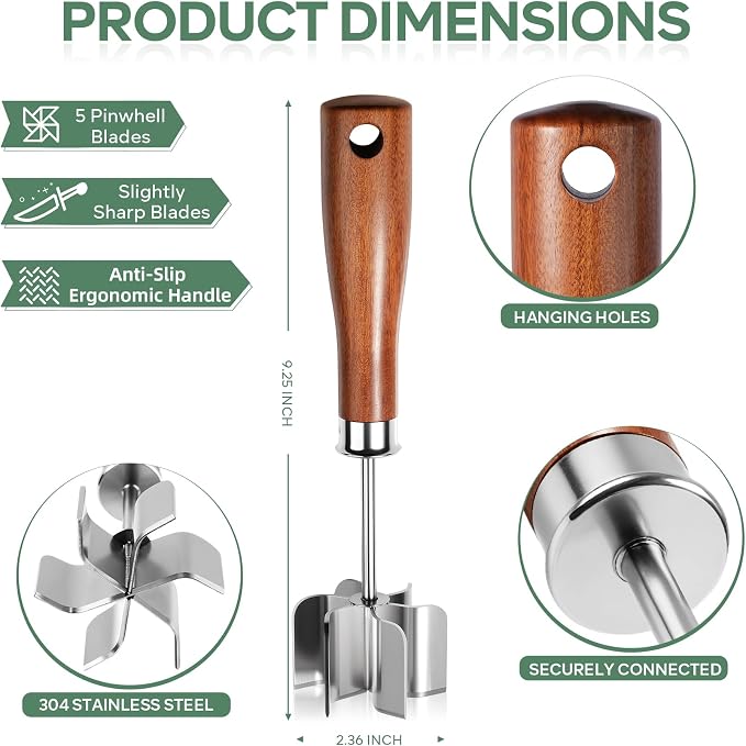 Stainless Steel Meat Chopper & Masher, Ground Beef Chopper Tool | Heavy Duty 6 Curve Blades, Heat Resistant Meat Masher, Hamburger Smasher & Multi-Use Kitchen Tool