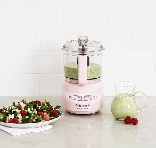 Cuisinart Mini-Prep Plus Food Processor, 3-cup Mini Food Processor to Chop Herbs, Vegetables, and Hard Cheese, 3-cup Work Bowl, Reversible Stainless Steel Blade, DLC-2APK, Pink