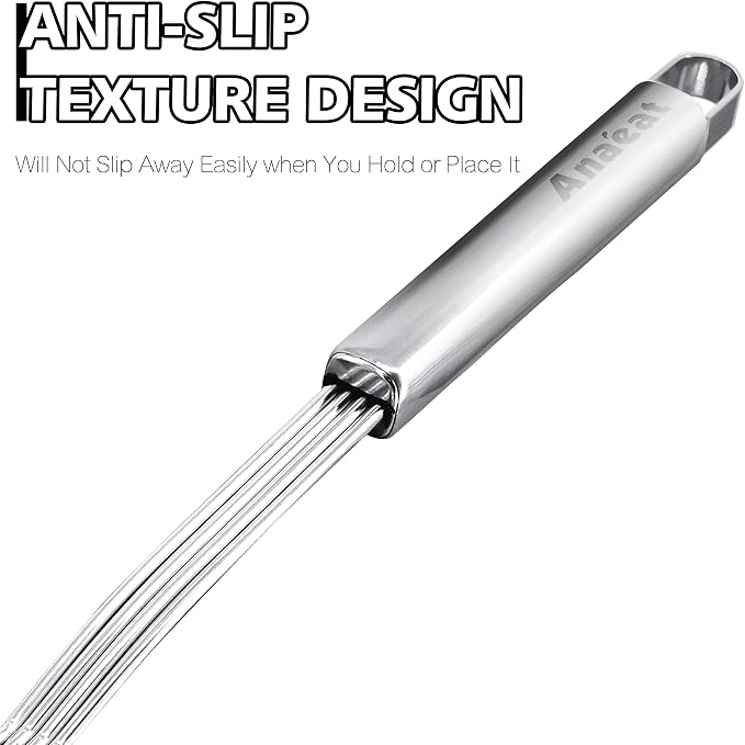Anaeat Stainless Steel Spider Strainer Skimmer - Solid Kitchen Strainer Ladle with Long Handle for Cooking and Frying, Reinforced Double Coil Slotted Spoons for Pasta, Noodle, Spaghetti (7 Inch)