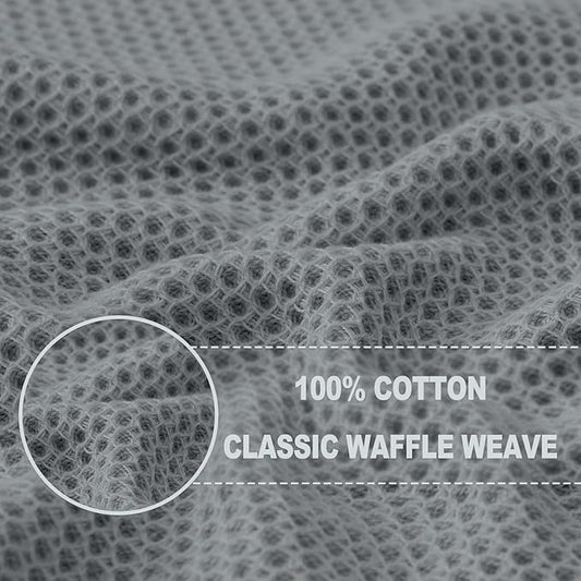Homaxy 100% Cotton Waffle Weave Kitchen Dish Cloths, 7-Pack, Grey | 12 x 12 Inches, Ultra Soft Absorbent Dish Towels, Quick Drying Dish Rags with Hanging Loop