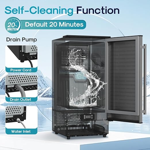 ICEPURE 15" Under Counter Ice Maker with Filter and Drain Pump, WiFi Control, ETL FCC, 90lbs/24H, Self-Cleaning, Smart Reminder, 24H Timer, Freestanding for Home Residential Commercial Stainless Steel