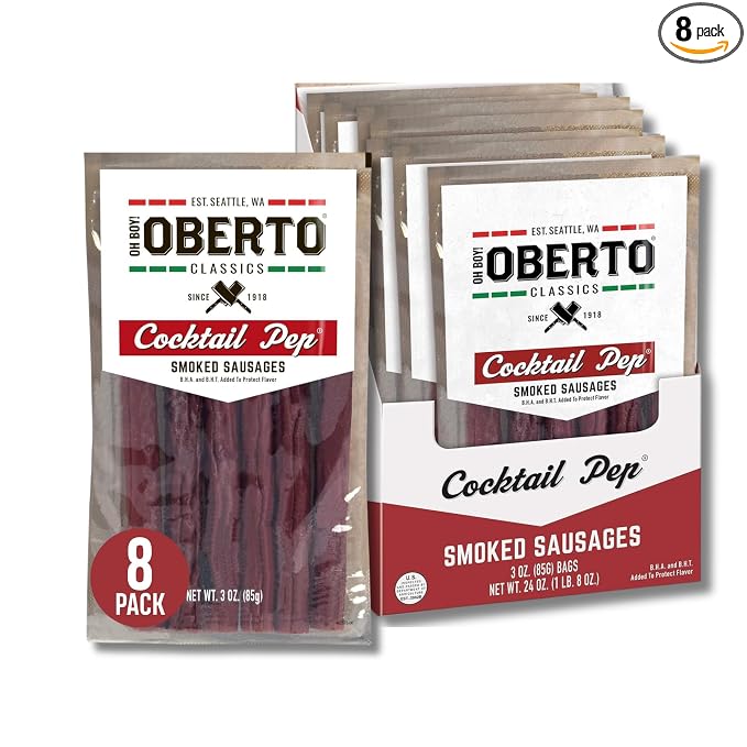 Oh Boy! Oberto Classics Cocktail Pep Smoked Sausages, 3 Ounce (Pack of 8)