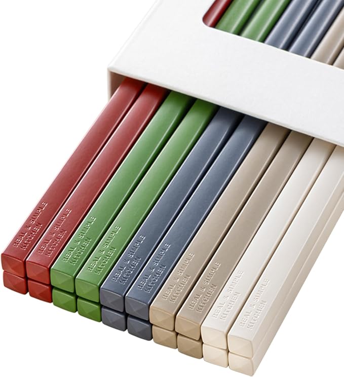 10 Pairs Fiberglass Chopsticks Reusable Set | Dishwasher Safe | Lightweight | Non-Slip, 9.45-Inch - Colourful Chop Stick