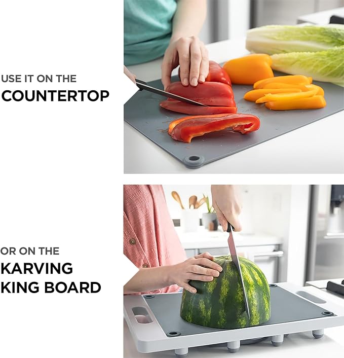 Karving King XL Deluxe Cutting Board - Spikes, Drip Tray & Meat Thermometer