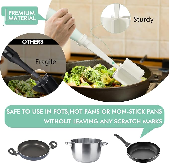 Upgrade Meat Chopper Hamburger Masher Ground Beef Smasher Utensil Mix Tool | Premium Heat Resistant Meat Masher, Nylon Potato Mashers Beef Smasher, Dishwasher Safe Non Stick Mix & Chop Tool Gift-White