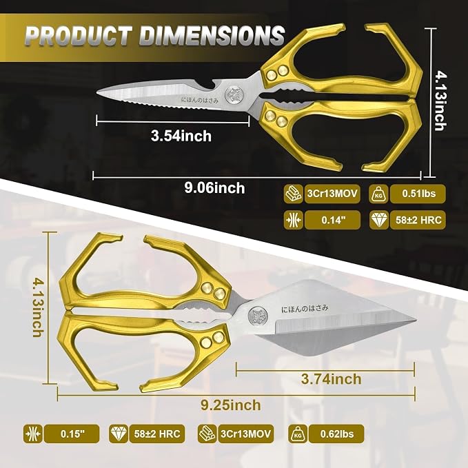 Heavy Duty Poultry Scissors Set for Chicken, Meat & Seafood | Multi-Use Kitchen Shears, Durable Metal Construction, Ergonomic Handle, Easy Clean, Thoughtful Kitchen Gifts