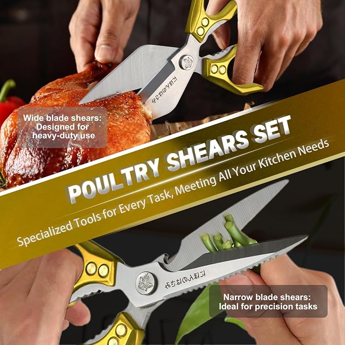 Heavy Duty Poultry Scissors Set for Chicken, Meat & Seafood | Multi-Use Kitchen Shears, Durable Metal Construction, Ergonomic Handle, Easy Clean, Thoughtful Kitchen Gifts