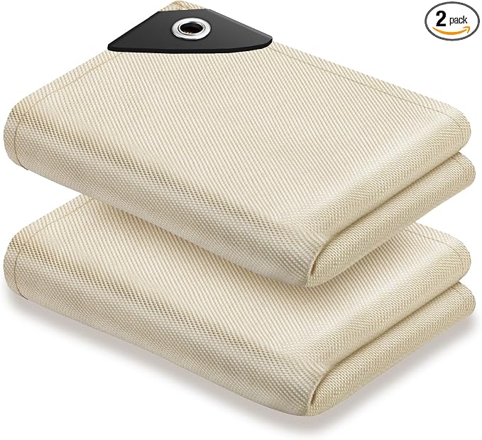 Welding Blanket Fire Resistant Large - 2 Pack 4x6ft Fiberglass Flame Retardant Fabric 1022 °F High Temp Heat Shield Blankets Insulation Mat for Soldering, Grill, Industrial, Smoker, Camping