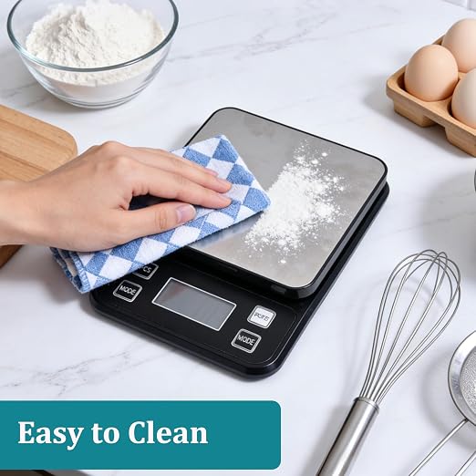 Digital Food Scale, 22lb Waterproof Kitchen Scale, 304 Stainless Steel Platform, Type-C Rechargeable & Backup Battery Mode, Gram Scale for Meal Prep, Coffee
