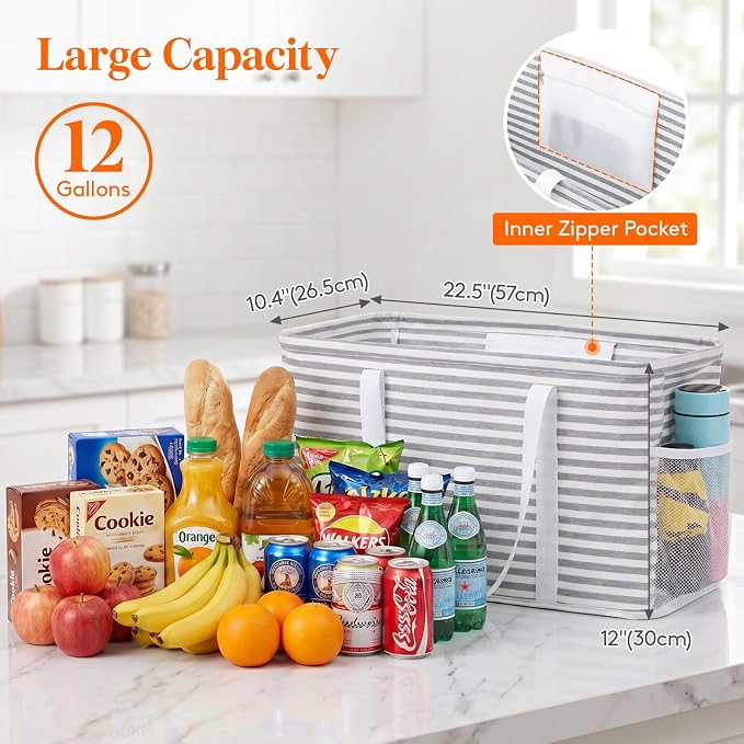 Lifewit Extra Large Tote Bag, Reusable Grocery Bags with Metal Wire Frame and Handles