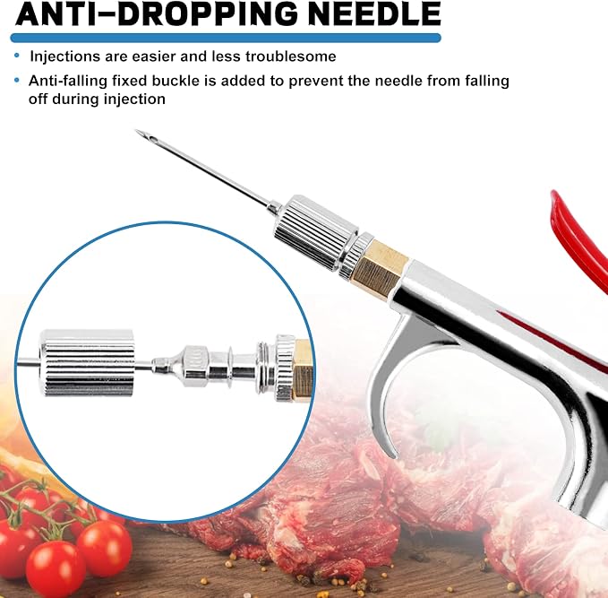 Electric Meat Injector Gun Pump with Hose, Stainless Steel Marinade Injector Syringe 70W with 10 Needles for BBQ, Turkey, Pork, Beef (Double Gun)