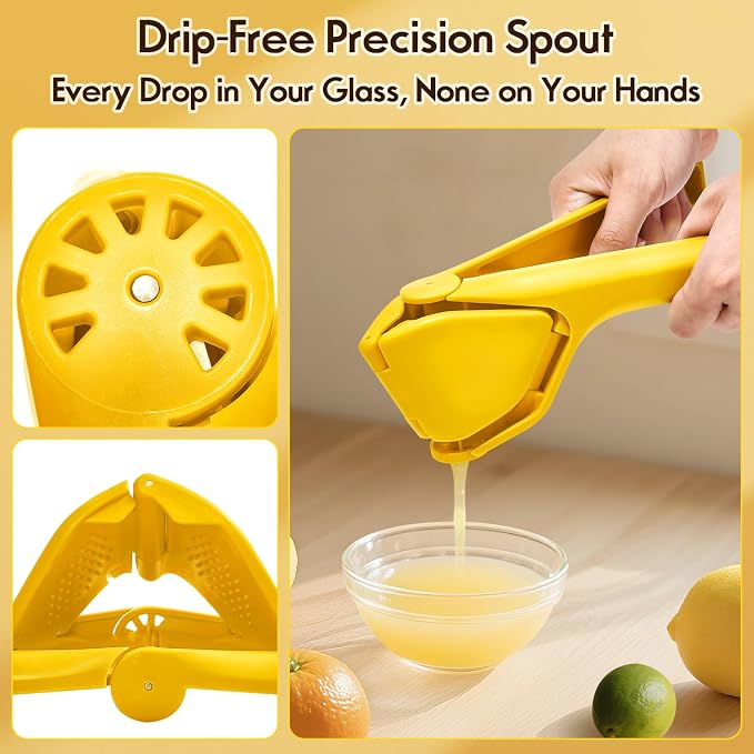 Manual Lemon Squeezer, Hand Lemon Squeezer, Durability and longevity, Easy to Use & Dishwasher Safe, Lemon Juicer, Citrus Juicer, Lemon Juicer Squeezer to Squeeze Lemons, Yellow, HomeyVenture