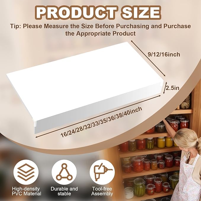 5 Pcs Wire Rack Covers 16x9x2.5 inch PVC Pantry Shelf Cover 0.31 inch Thick Removable Closet Wire Rack Shelf Covers,Decoration Kitchen Bathroom Office Shelving (Light Luxury White,16x9x2.5inch)