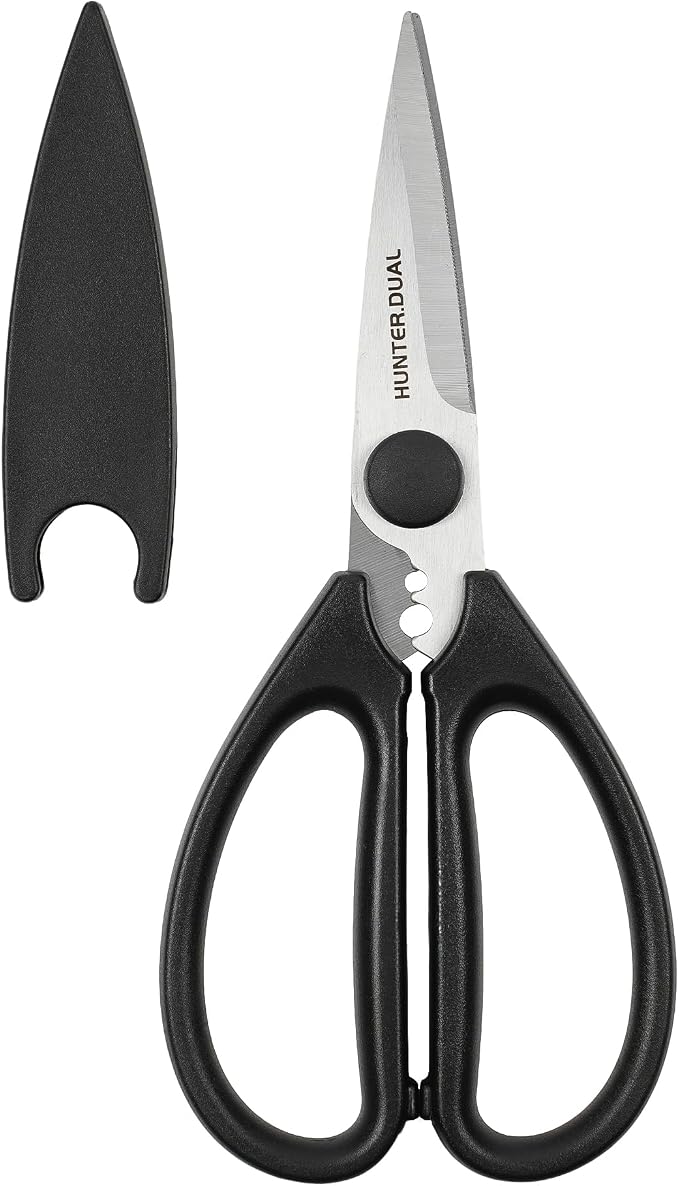 Kitchen Scissors for Food, HUNTER.DUAL Heavy Duty Come Apart Poultry Shears for Cooking, All Purpose for Cutting Chicken, Meat, Fish & Vegetables (Black, 8.26 Inch)