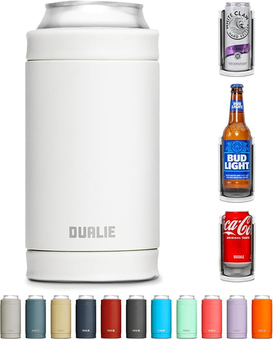 DUALIE 3 in 1 Insulated Can Cooler - 15+ Colors - Universal Size for 12 oz Cans, Slim Cans, and Bottles
