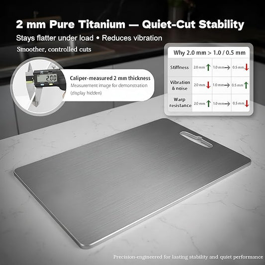 Large Titanium Cutting Board 18x12-2 Mm, 100% Pure Titanium Cutting Boards For Kitchen, Stays Flat & Odor-resistant, Non-porous, Dishwasher-safe, Reversible - Multi-use: Pastry, Prep & Serve, Bbq.