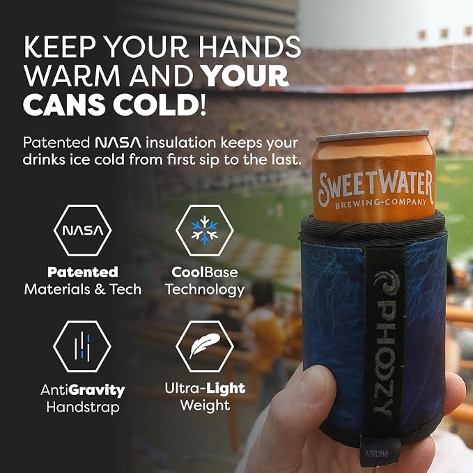 PHOOZY Insulated Can Cooler for Slim 12 oz Cans - Patented Drink Sleeve with NASA-Inspired Technology - Keeps Beer, Soda & Sparkling Water Cold Longer - Lightweight Outdoor Can Holder - Blue