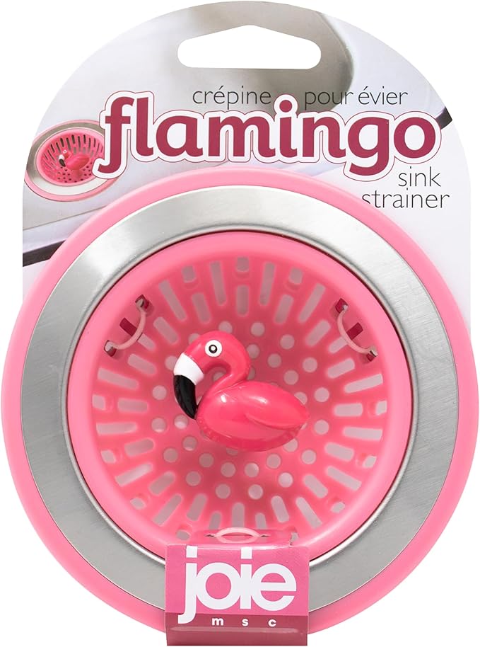 Joie Flamingo Kitchen Sink Strainer Basket Garbage Disposal Drain Cover | Fits All Standard Sinks, Keeps Unwanted Food Particles Out Kitchen Sink Drain, Measures 4.5” x 4.5”