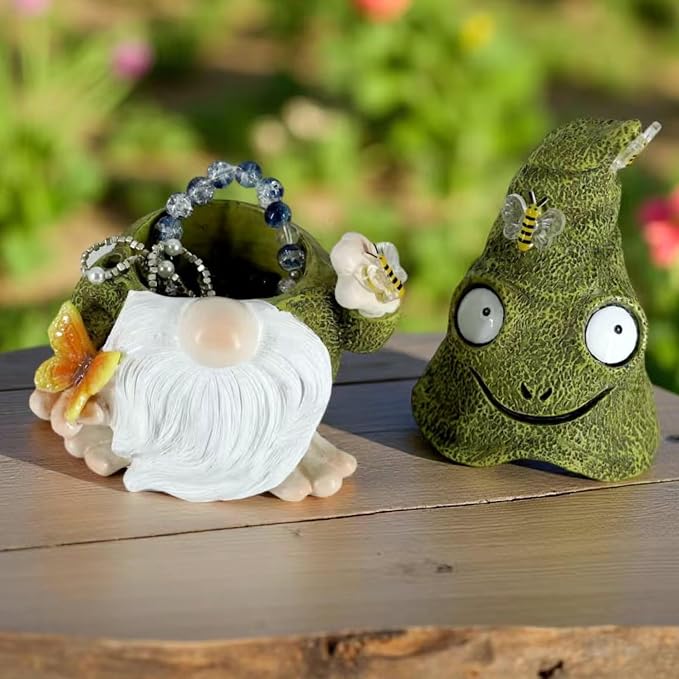 Key Hider Outdoor Garden Gnomes Statue Hide A Key Outside Gnome Figurine Decor for Yard Lawn Hidden Spare Key Holder Lock Box Green